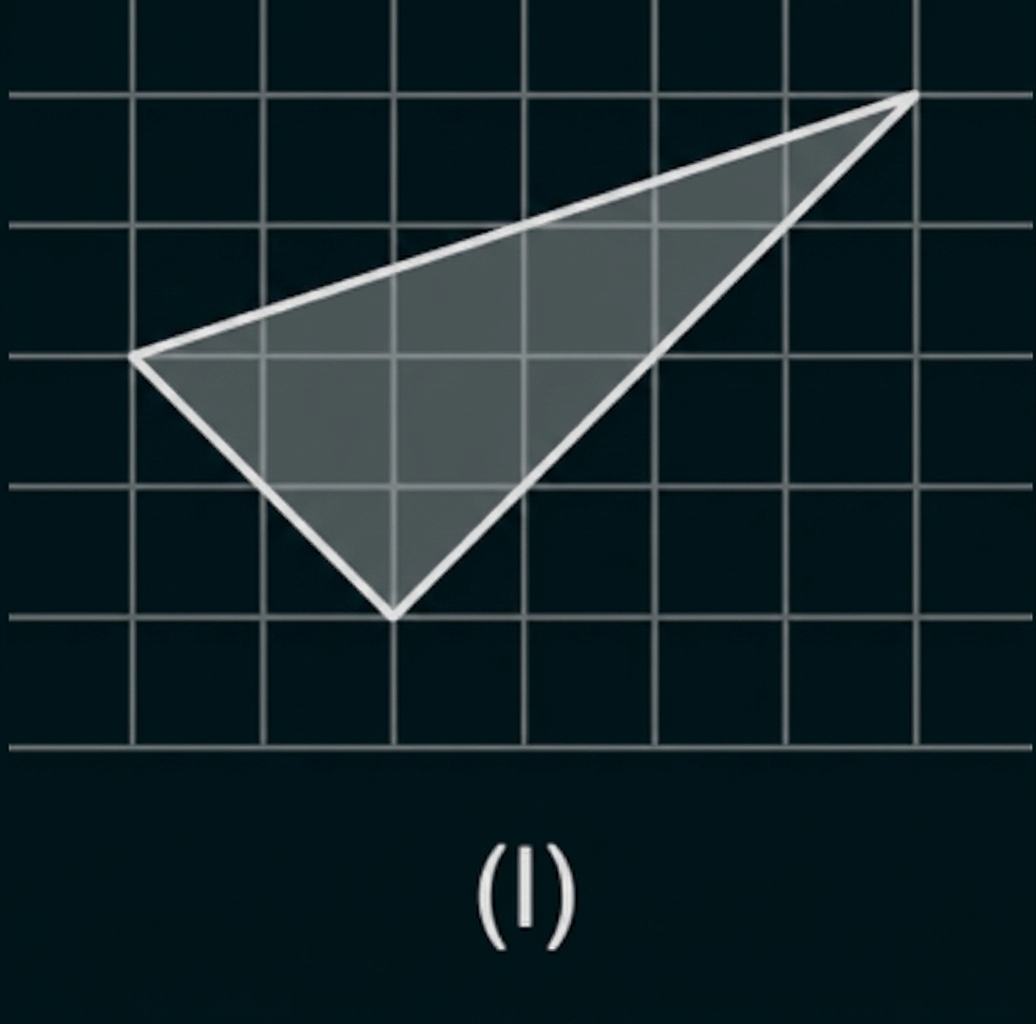 Geometrische Figur auf Karopapier mit einem schattierten Dreieck.